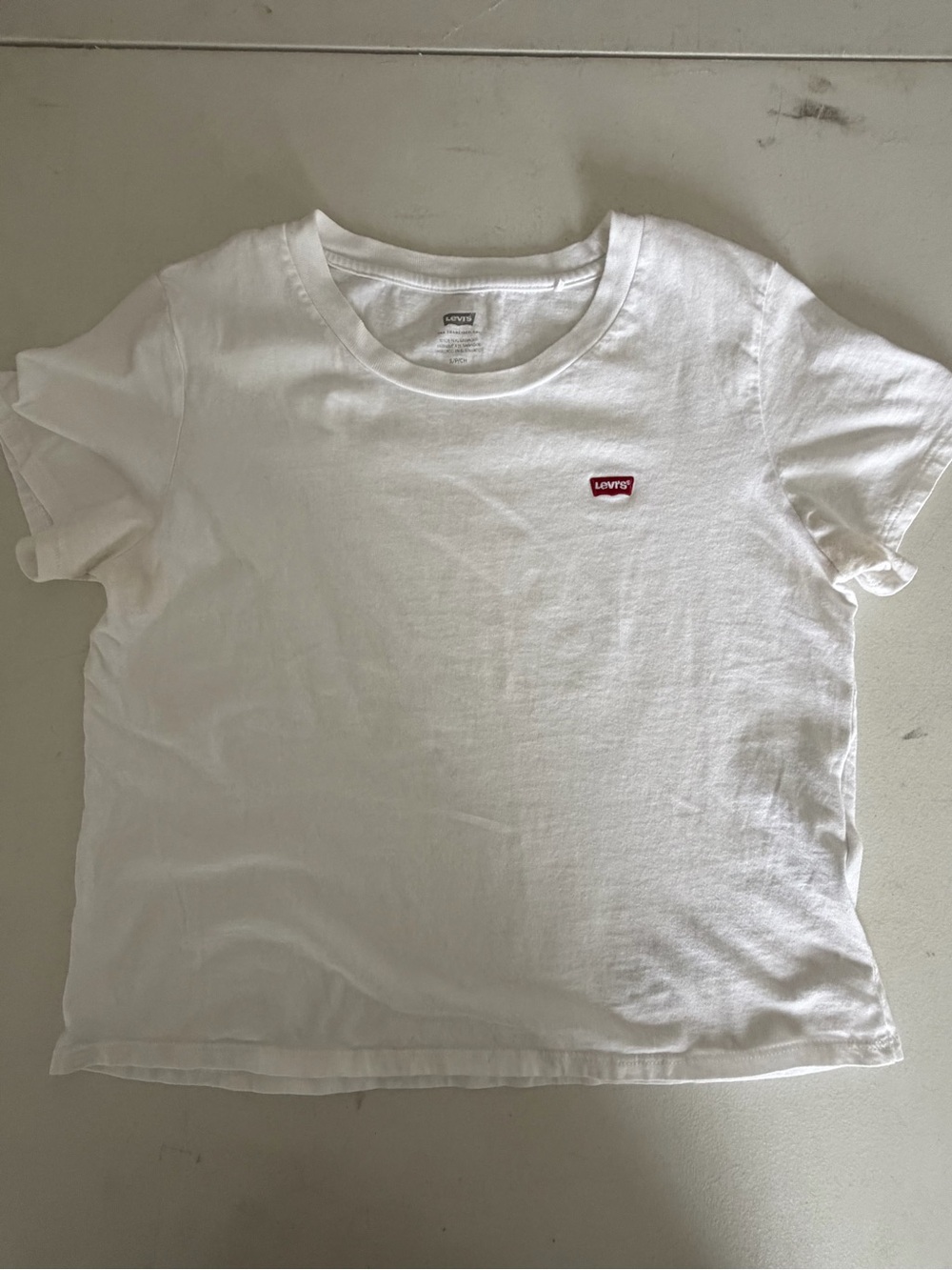 Levi's White Tee for Women with Red Logo Patch Size Small